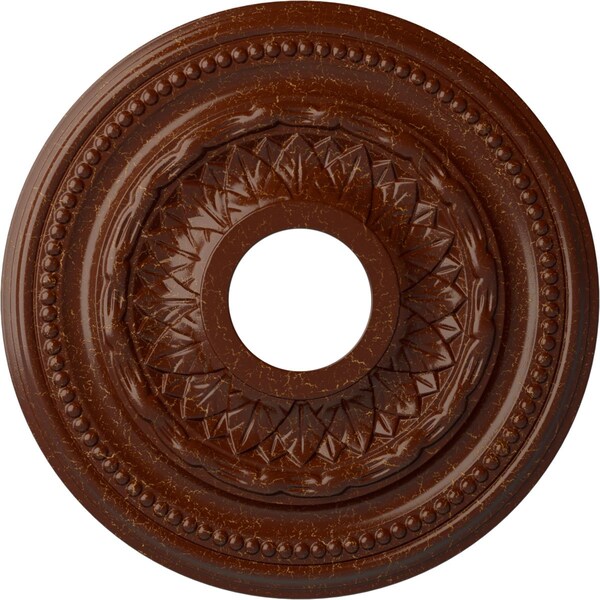 Ekena Millwork Galway Medallion (Canopies up to 3 1/4"), 15 3/4"OD x 3 1/4"ID x 1"P, Burnished Mahogany Crackle CM15GABMC - main